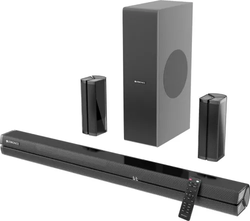 Image of ZEBRONICS Juke Bar 801, Dual Rear Satellites, 3 Drivers, BT.v 5.3 400 W Bluetooth Soundbar (Black, 5.1 Channel)