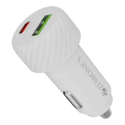 Zebronics 48W Car Charger with Dual Output - Type-C (30W) & USB (18W), PPS Tech, Rapid Charging, LED Indicator, for Smar