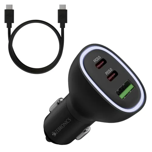 Image of Zebronics 78W Car Charger with Multi-Output 