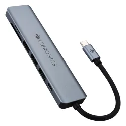Zebronics 7-in-1 Type-C Multiport Adapter with 4K HDMI Output, 100W PD, USB 3.0 5Gbps, Dual USB 2.0, SD and MicroSD Read