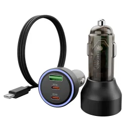 Zebronics 82W Car Charger, Dual Type-C & USB Output, Rapid Charging, Type-C to Type-C Cable 1m, LED Indicator, Multi Pro