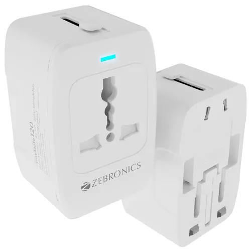 Image of Zebronics 1500W All-in-One Universal Travel Adapter, Upto 6A, Universal Socket, Swappable Pins for EU|KR|UK|US|JP|AUS|CN