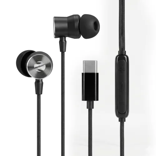 Image of Zebronics Type-C Wired in-Ear Earphones, 10mm Neodymium Drivers, in-line Mic with Volume Control, Magnetic Earbuds, 1.2m