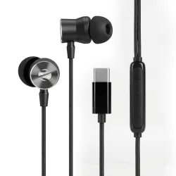 Zebronics Type-C Wired in-Ear Earphones, 10mm Neodymium Drivers, in-line Mic with Volume Control, Magnetic Earbuds, 1.2m