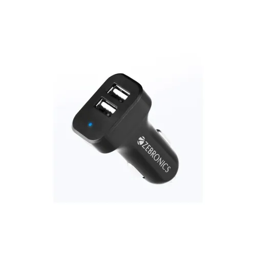 Image of ZEBRONICS CC242A3 Car Charger with 10.5 Watts Dual USB Ports Type-C Cable