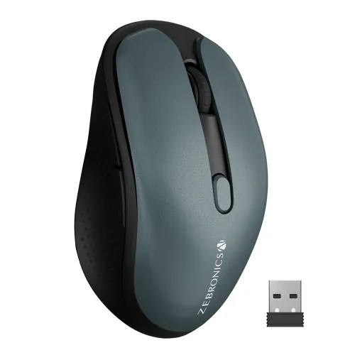 Image of ZEBRONICS Charm Rechargeable Wireless Mouse, Dual Mode (2.4GHz + BT), Dual Bluetooth, Upto 1600 DPI, Silent Operation, 6