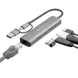 Zebronics CT51 5-in-1 Hub, Dual Interface (USB & Type-C),100W Type-C PD Charging