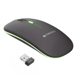 Click to enlarge Zebronics Wireless Mouse, Dual Mode 2.4GHz + BT, Up to 1600 DPI, USB Nano Receiver, Lightweight Design, Multicolor LED Lights, Rechargeable Battery (Blanc, Grey)
