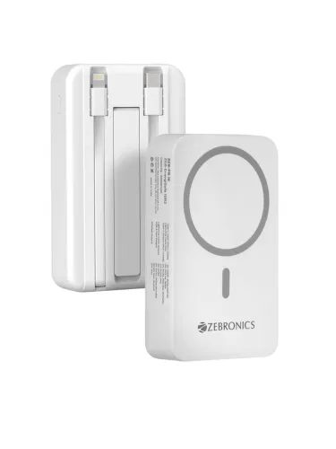 Image of ZEBRONICS EnergiSafe 10R2 10000mAh MagSafe Power Bank - White