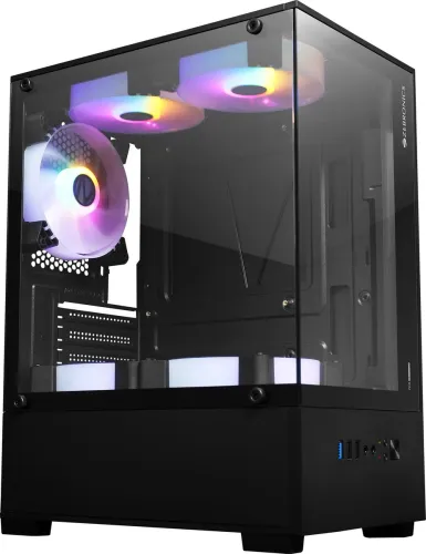 Image of ZEBRONICS Iceberg Gaming Chassis, mATX/Mini ITX, Tempered Glass, 5 Fans Mid tower Cabinet with USB 2.0 and USB 3.0 Ports