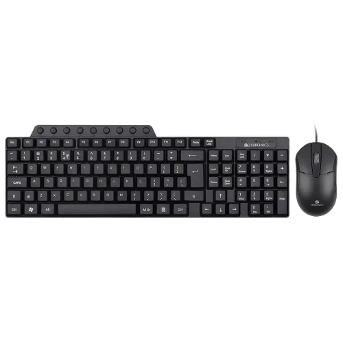 Image of ZEBRONICS JUDWAA 555 USB Multimedia Keyboard & Mouse Combo, 114 Keys, 9 Dedicated Hotkeys, Slim Design, Plug & Play, ¹ R