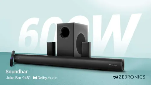 Image of ZEBRONICS Juke Bar 9451 (SBSPK C8) Dolby Audio Wireless Subwoofer & Dual Satellite 600 W Bluetooth Soundbar (Black, 5.1 