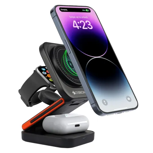 Image of Zebronics Magboost 3-in-1 Wireless Charging Pad, 15W Fast Charge