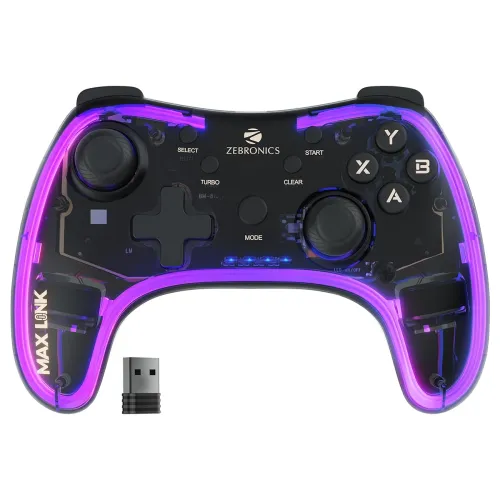 Image of ZEBRONICS MAX LINK Wireless Gamepad, Dual motors Haptic feedback (Windows | Android)