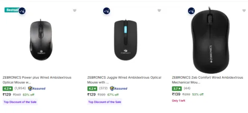 Image of ZEBRONICS Mouse at up to 78% Discount