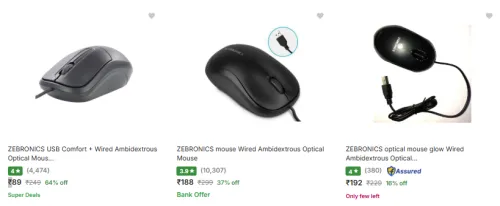 Image of Zebronics Mouse Starting @ ₹89