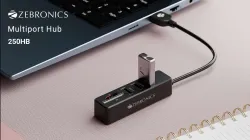 ZEBRONICS Multiport HUB, 3 USB Ports, USB 3.0, SD Card Slot, mSD Card Slot Zeb-250HB USB Hub (Black)