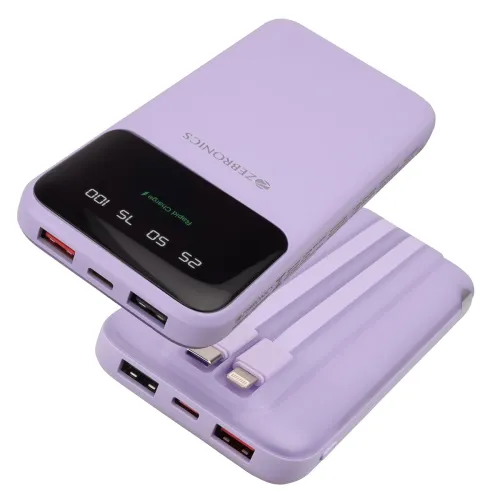 Image of ZEBRONICS MW60 Power Bank, 10000 mAh (Lavender)