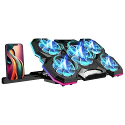 ZEBRONICS NC8000 Laptop Cooling Pad, Upto 17 inch, Silent Operation, 5 Fans, 5 Level Adjustable, Speed Control, 10 RGB M