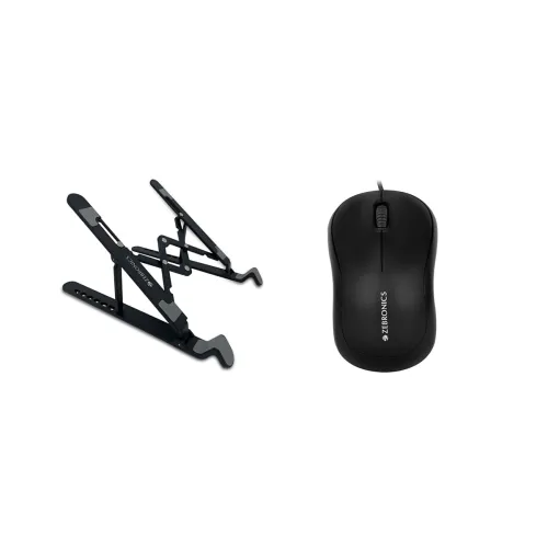 Image of Zebronics-NS1500 Laptop Stand Featuring Foldable Design, Anti-Slip Silicone Rubber Pads, Supports Ma