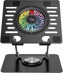 Zebronics NS4000 Pro 2 Laptop Stand (Metal, 15.6, RGB Fan, 2 USB, Adjustable, Black)