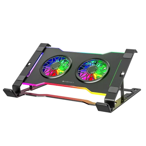 Image of Zebronics NS5000 Laptop Metal Stand with Dual Fan Upto 17 inch, Multicolor Fan + Speed Controller