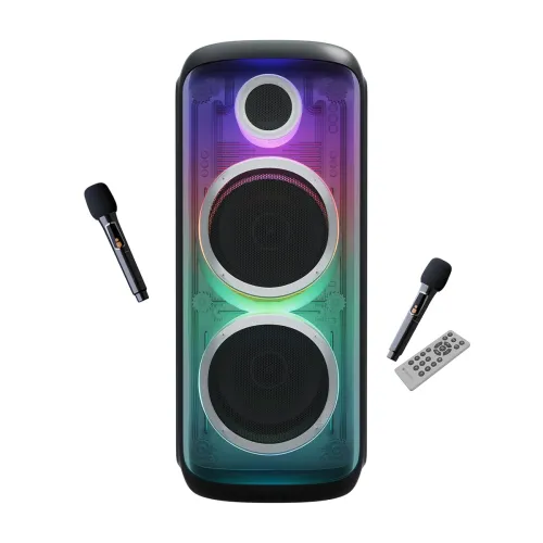 Image of Zebronics 160W Party DJ Speaker, Upto 3.5h Playback, Dual Mic, Karaoke, 2X Full-Range 25.4cm Driver, TWS, 4EQ Modes, 6.3
