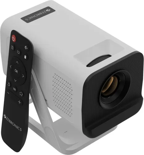 Image of ZEBRONICS Zeb-Pixa Play 35(White) (4000 lm / Wireless / Remote Controller) Portable Projector (White)