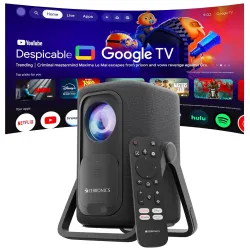Zebronics Official Google TV Projector, 7500 Lumens, 4K Support, 200” Display, Auto Focus & Keystone, 270° Tilt, Portabl