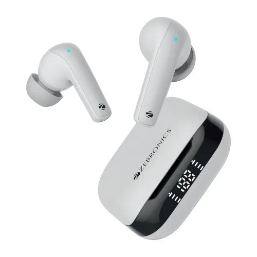 Image of ZEBRONICS PODS K2 in Ear Wireless Earbuds, Upto 40 Hrs Backup, Dual EQ, Quad MIC ENC, 10mm Bass Drivers, Fast Charging, 