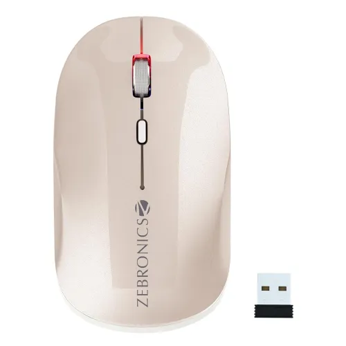 Image of ZEBRONICS Poise Rechargeable Wireless Mouse, Dual Mode (2.4GHz + BT), Upto 1600 DPI, Silent Operation, 4 Buttons, Comfor