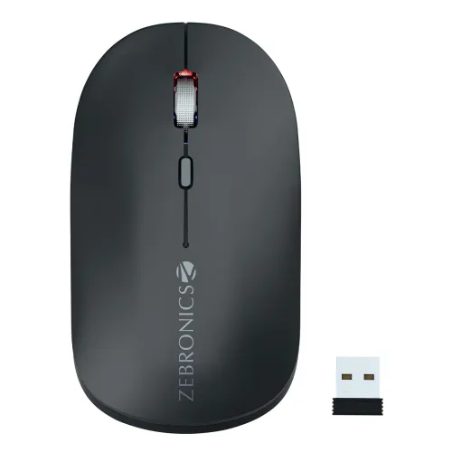 Image of ZEBRONICS Poise Rechargeable Wireless Mouse, Dual Mode (2.4GHz + BT), Upto 1600 DPI, Silent Operation, 4 Buttons, Comfor