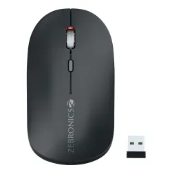 ZEBRONICS Poise Rechargeable Wireless Mouse, Dual Mode (2.4GHz + BT), Upto 1600 DPI, Silent Operation, 4 Buttons, Comfor