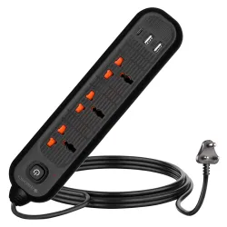 ZEBRONICS Power BAR 132, Extension Board/Strip, 2000 Watts, 10 Amps, 1x Type C Port, 3X Universal Socket, 2X USB Port, L