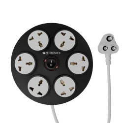 ZEBRONICS Power BAR 132, Extension Board/Strip, 2000 Watts, 10 Amps, 1x Type C Port, 3X Universal Socket, 2X USB Port, L