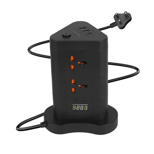 Image of ZEBRONICS Power Block 385, Tower Extension Board/Strip, 2500 Watts, 10 Amps, 1x Type C Port, 8X Universal Socket, 2X USB