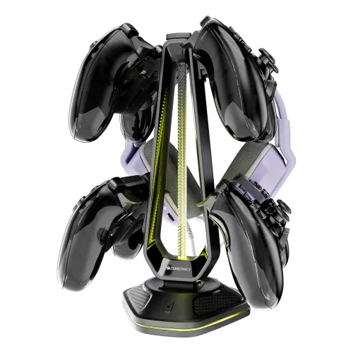Image of Zebronics PS5S Quad Gaming Controller Stand with Headphone Hanger, Supports PS5, PS4, Xbox & Switch Controllers, 12 Dual
