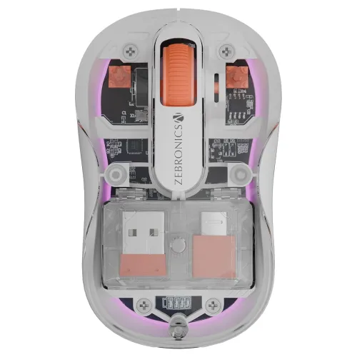 Image of ZEBRONICS Sheer Plus Wireless Mouse, Dual Mode (2.4GHz + BT), Dual Bluetooth, Dual Dongle (USB A & USB C), Upto 3200 DPI