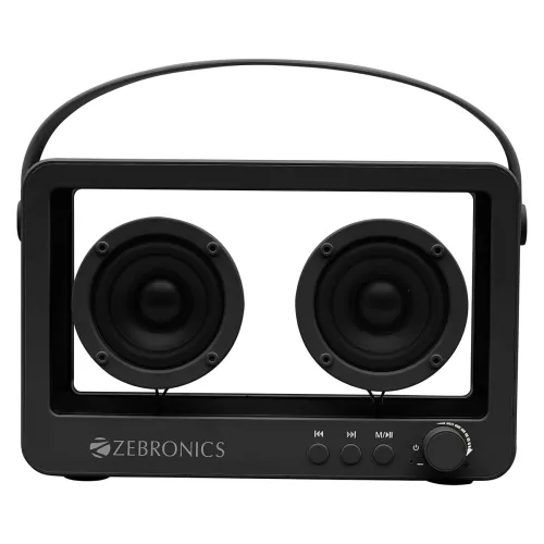 Image of ZEBRONICS Sound Feast 75, Portable Bluetooth Speaker, 14 Watts, 10 Hours Playback, Transparent Body, Dual 6.6 cm Drivers