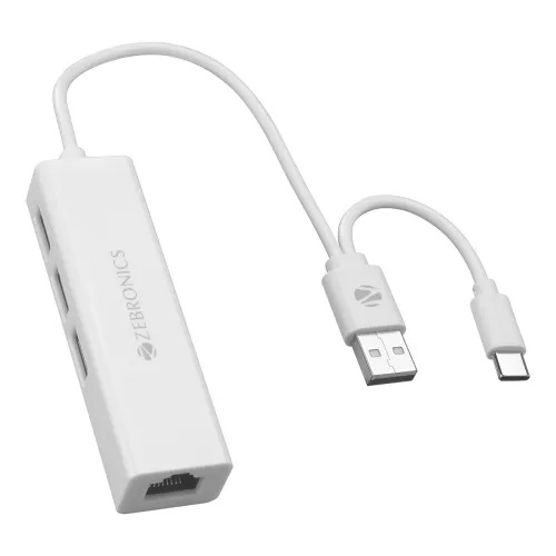 Image of Zebronics TA200UR Type-C to Ethernet Adapter (4-in-1)
