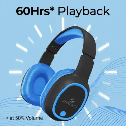 ZEBRONICS Thunder Over Ear Bluetooth 5.3 Wireless Headphones with 60H Backup