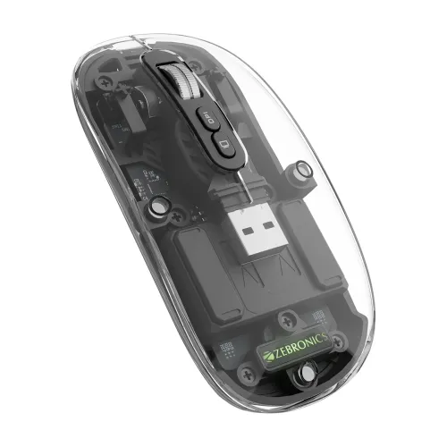 Image of ZEBRONICS Transparent Dual-Mode Rechargeable Wireless Mouse