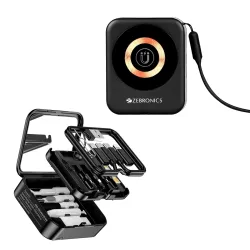Zebronics 15W Magsafe Wireless Charger, Cleaning Kit, 60W Data Cable Kit - Type C, Micro USB, Lightning, USB A Converter