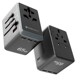 Zebronics 2500W All-in-One Travel Adapter, Upto 10A, USB-A, 3xType-C, Type-C PD 3.0, Universal Socket, Swappable Pins for EU |KR |UK |US |JP |AUS |CN, for Mobile, Tablet, & Laptop (Travmate....