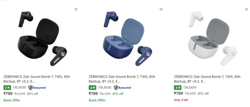 Image of Zebronics True Wireless Earbuds upto 81% Discount