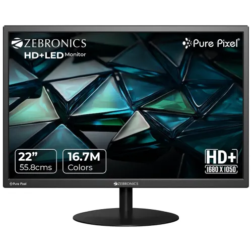 Image of ZEBRONICS V22HD+LED, 22 Inch (55.8cm) LED Monitor, Dual HDMI & VGA Input