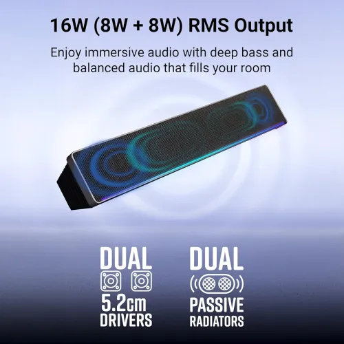 Image of ZEBRONICS VITA 102, Wireless Bluetooth Soundbar, 16 Watts, Upto 8 Hours Playback