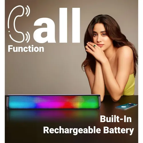 Image of ZEBRONICS Vita Blast Portable Bluetooth Speaker with 16W Output Power,Dual Passive Radiators,RGB Lights