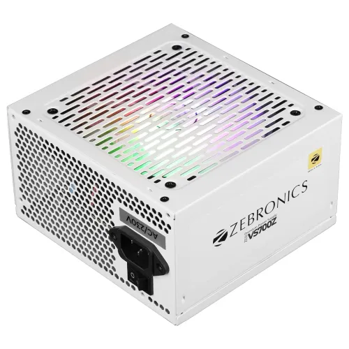 Image of ZEBRONICS VS700Z, Premium Power Supply, Silent 120mm RGB Fan, Long Flat Cables, 12V 52A, PCIe x 1, MOLEX x 2, SATA x 4, 