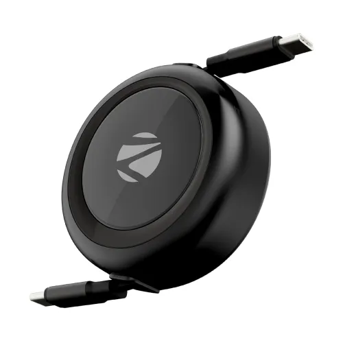 Image of Zebronics Type C - Type C Retractable Cable, 60 Watts, Upto 480Mbps Data Sync, Fast Charging, 1 M, Compatible with iPhon